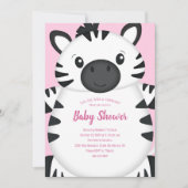 Zebra Baby Shower Roze Kaart (Voorkant)