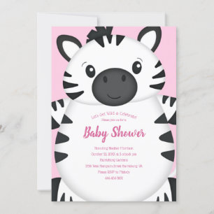 Zebra Baby shower Roze Kaart