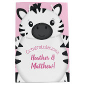 Zebra Baby shower Roze Medium Cadeauzakje (Voorkant)
