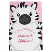 Zebra Baby shower Roze Medium Cadeauzakje (Achterkant)