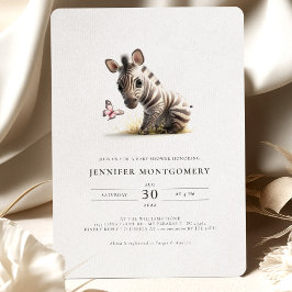 Zebra Baby shower Roze Meisjesuitnodiging Kaart