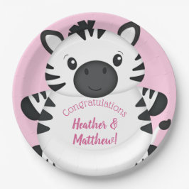 Zebra Baby shower Roze Papieren Bordje