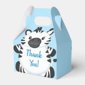 Zebra Baby shower Safari Blue Boy Bedankdoosjes (Achterkant)