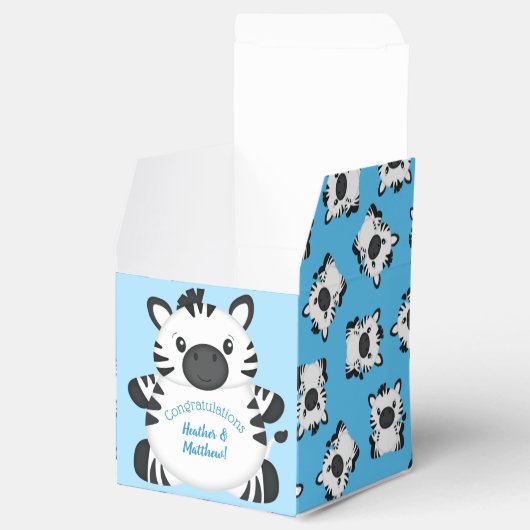 Zebra Baby shower Safari Blue Boy Bedankdoosjes (Geopend)