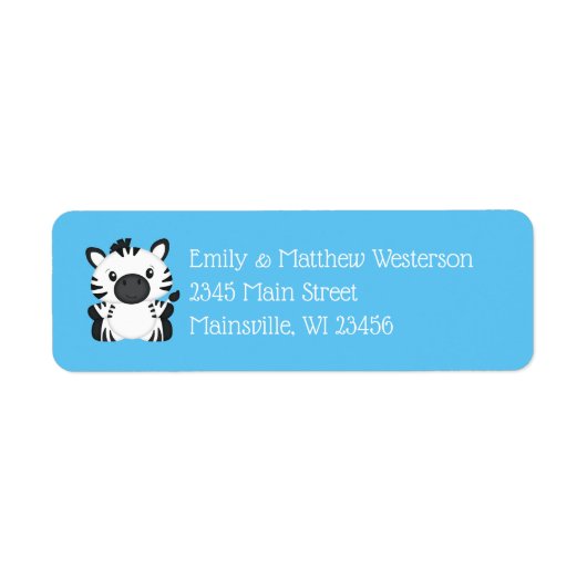 Zebra Baby shower Safari Blue Boy Etiket (Voorkant)