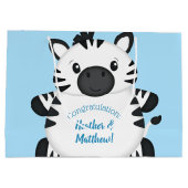 Zebra Baby shower Safari Blue Boy Groot Cadeauzakje (Achterkant)