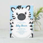 Zebra Baby shower Safari Blue Boy Kaart (Staand voorkant)