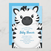 Zebra Baby shower Safari Blue Boy Kaart (Voorkant / Achterkant)