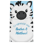 Zebra Baby shower Safari Blue Boy Klein Cadeauzakje (Voorkant)