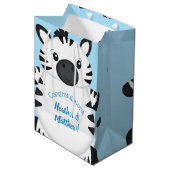 Zebra Baby shower Safari Blue Boy Medium Cadeauzakje (Voorkant Gekanteld)