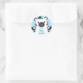 Zebra Baby shower Safari Blue Boy Ronde Sticker (Tas)