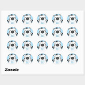 Zebra Baby shower Safari Blue Boy Ronde Sticker (Vel)