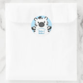 Zebra Baby shower Safari Blue Boy Ronde Sticker (Tas)