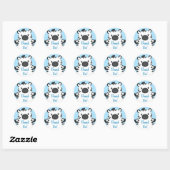 Zebra Baby shower Safari Blue Boy Ronde Sticker (Vel)