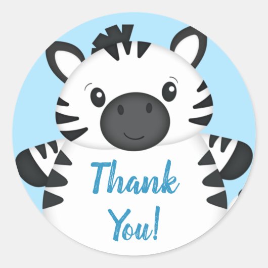 Zebra Baby shower Safari Blue Boy Ronde Sticker (Voorkant)