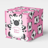 Zebra Baby shower Safari Pink Girl Bedankdoosjes (Voorkant Zijde)