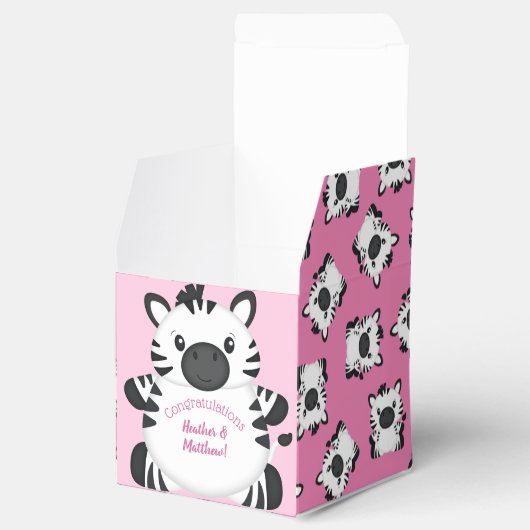 Zebra Baby shower Safari Pink Girl Bedankdoosjes (Geopend)
