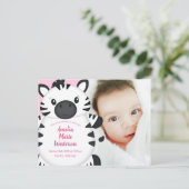 Zebra Baby shower Safari Pink Girl Briefkaart (Staand voorkant)