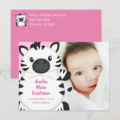 Zebra Baby shower Safari Pink Girl Briefkaart (Voorkant / Achterkant)