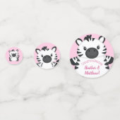 Zebra Baby shower Safari Pink Girl Confetti (Achterkanten)