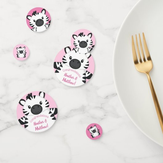 Zebra Baby shower Safari Pink Girl Confetti (Groep)