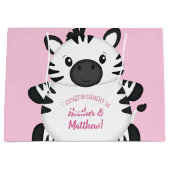 Zebra Baby shower Safari Pink Girl Groot Cadeauzakje (Voorkant)