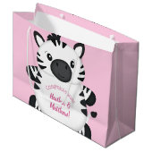 Zebra Baby shower Safari Pink Girl Groot Cadeauzakje (Voorkant Gekanteld)