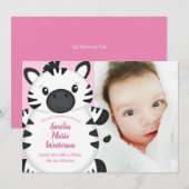 Zebra Baby shower Safari Pink Girl Kaart (Voorkant / Achterkant)