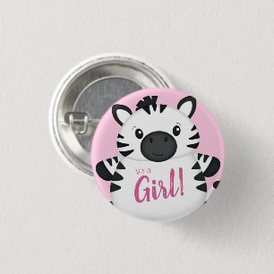 Zebra Baby shower Safari Pink Girl Ronde Button 3,2 Cm