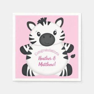Zebra Baby shower Safari Pink Girl Servet
