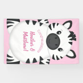 Zebra Baby shower Safari Pink Girl Spandoek (Horizontaal)
