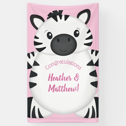 Zebra Baby shower Safari Pink Girl Spandoek (Verticaal)
