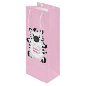 Zebra Baby shower Safari Pink Girl Wijn Cadeautas (Achterkant Gekanteld)