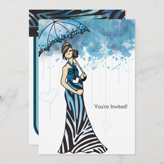 Zebra Baby shower Uitnodiging (Voorkant / Achterkant)