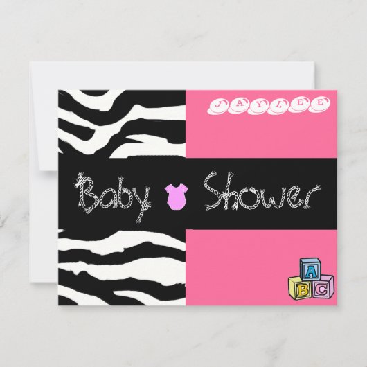 Zebra Baby shower Uitnodiging (Voorkant)