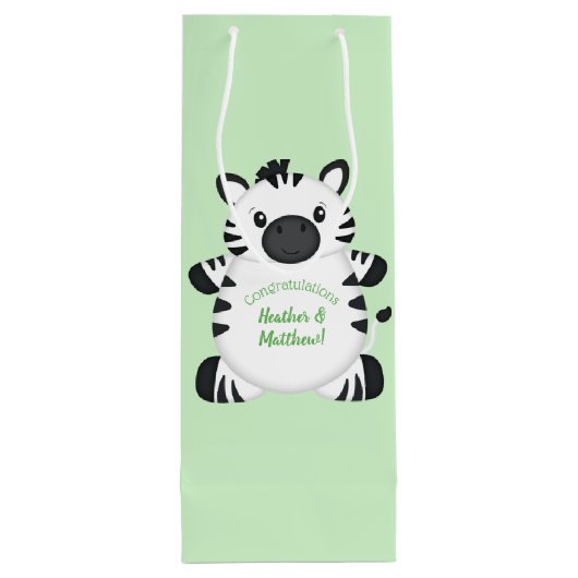 Zebra-Baby shower Wijn Cadeautas (Achterkant)
