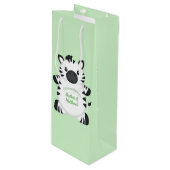 Zebra-Baby shower Wijn Cadeautas (Voorkant Gekanteld)