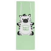 Zebra-Baby shower Wijn Cadeautas (Voorkant)