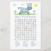 Zebra Baby shower Word Search Game (Voorkant)