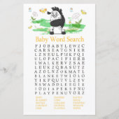 Zebra Baby shower Word Search Game (Voorkant)