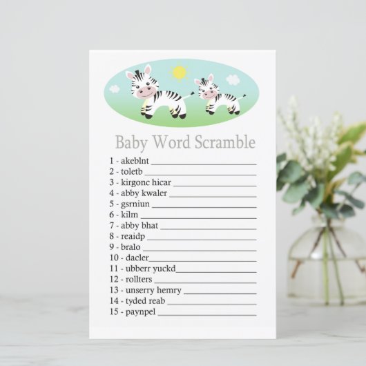 Zebra Baby word scramble game (Staand voorkant)