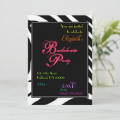 Zebra Bachelorette Party Colour Invitation Kaart (Staand voorkant)