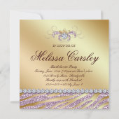 Zebra Bachelorette Party nodigt roze goudjuwelen u Kaart (Achterkant)