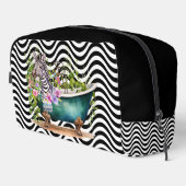 Zebra badkuip zwart wit golvende strepen psychedel toilettasje (Rechterhoek)