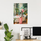 Zebra-badprint, Grappige Dieren Spa Muurkunst Poster (Thuiskantoor)