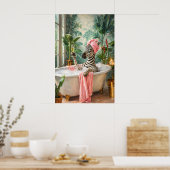 Zebra-badprint, Grappige Dieren Spa Muurkunst Poster (Keuken)