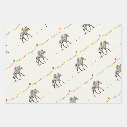 Zebra ballonpartij Cadeaupapier Vellen Set (Voorkant)