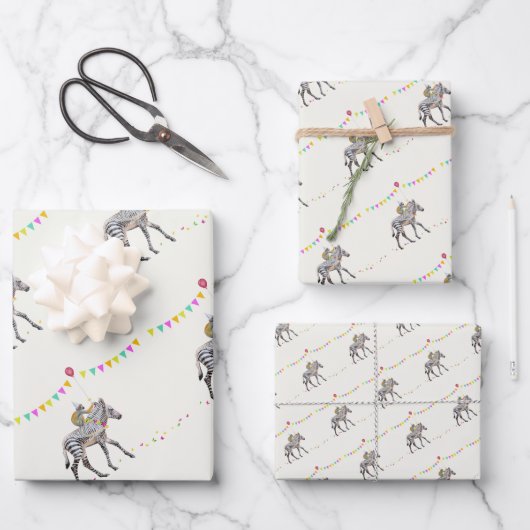 Zebra ballonpartij Cadeaupapier Vellen Set (Voorkant)