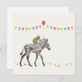Zebra balloon party cards Set 10 Feestdagenkaart (Voorkant / Achterkant)