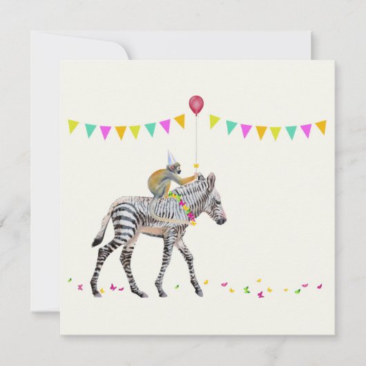 Zebra balloon party cards Set 10 Feestdagenkaart (Voorkant)